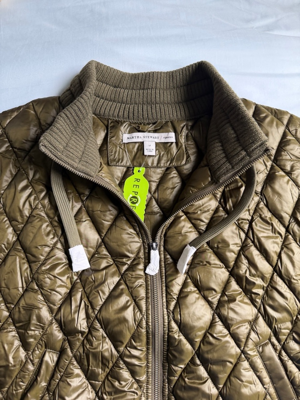 Martha Stewart Signature Quilted Zip Jacket in Dark Olive.